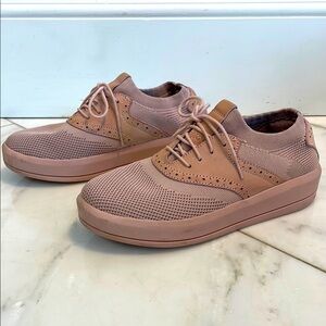 Mark Nason LA, size 7, dusty rose pink knit leather saddle shoe sock sneaker